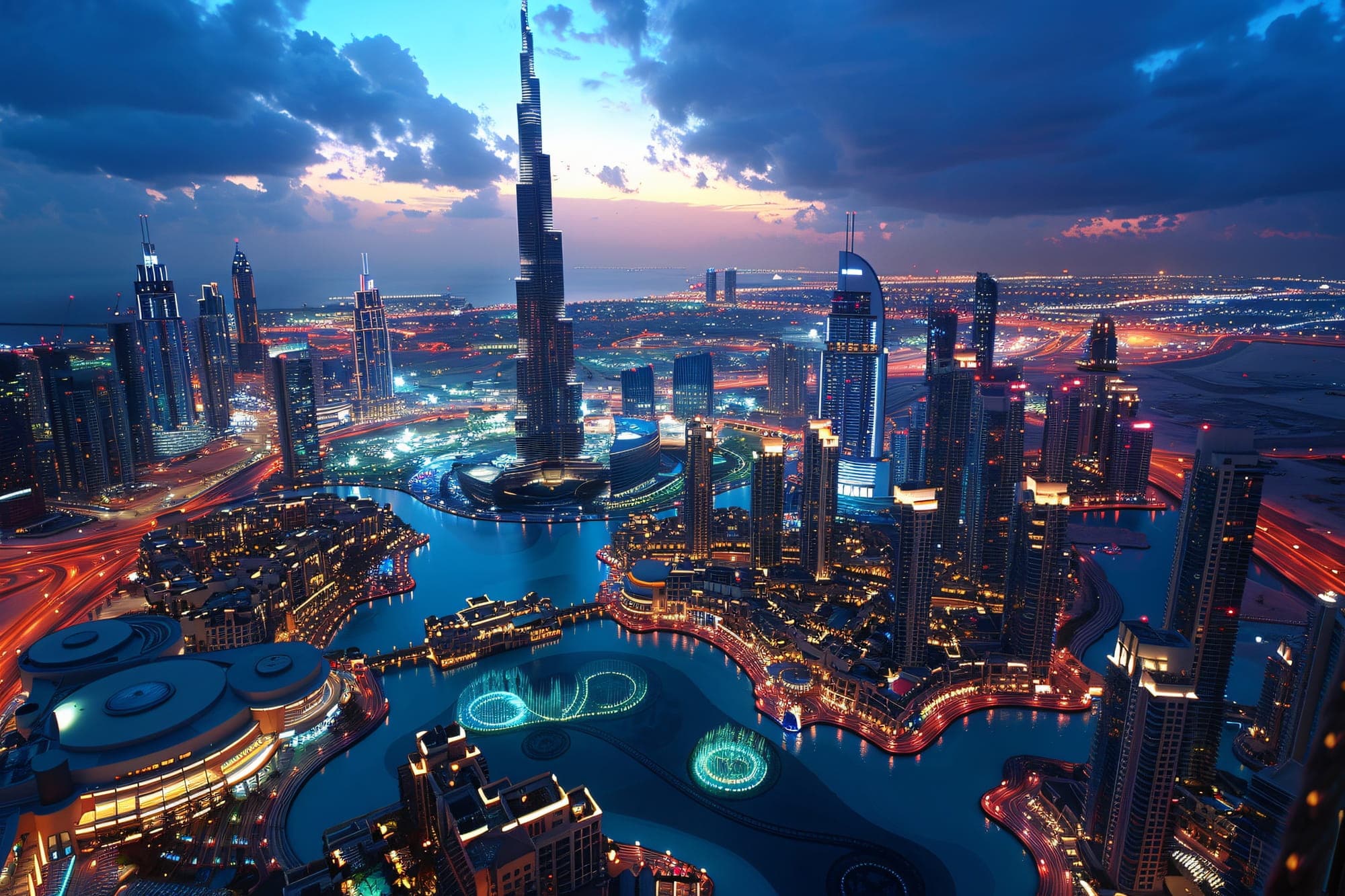 City skyline at night